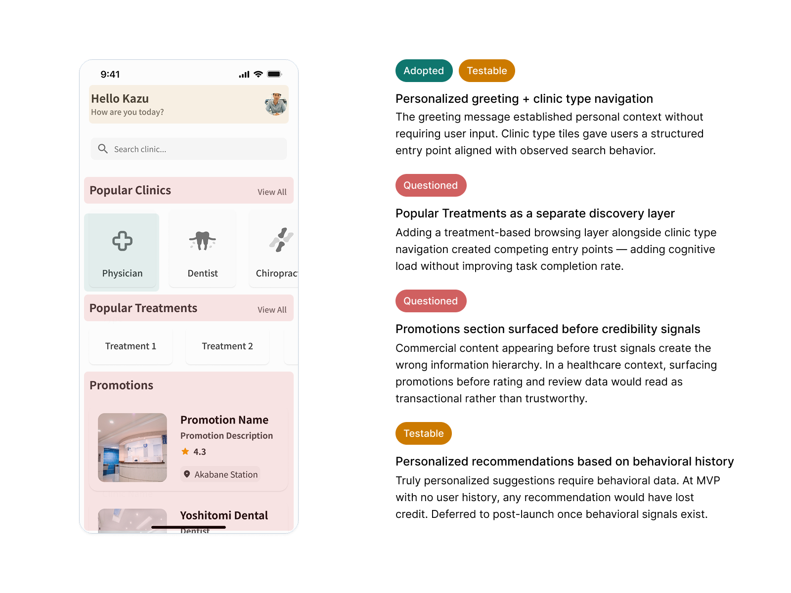 Personalized homescreen — surfacing tailored suggestions based on user history and preferences